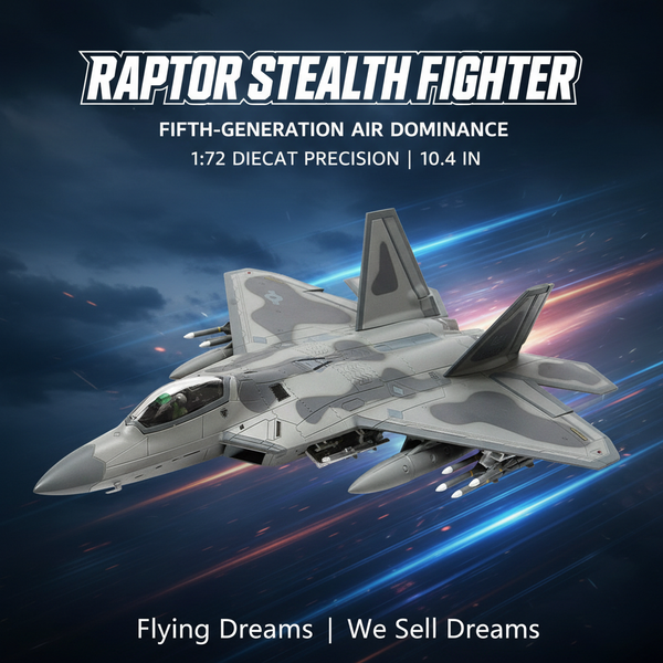 Caza furtivo U.S. Air Force F-22 Raptor 1:72 – 26.5 cm / 10.4 in – Maqueta Premium de Aleación Fundida a Presión y ABS - Secondary