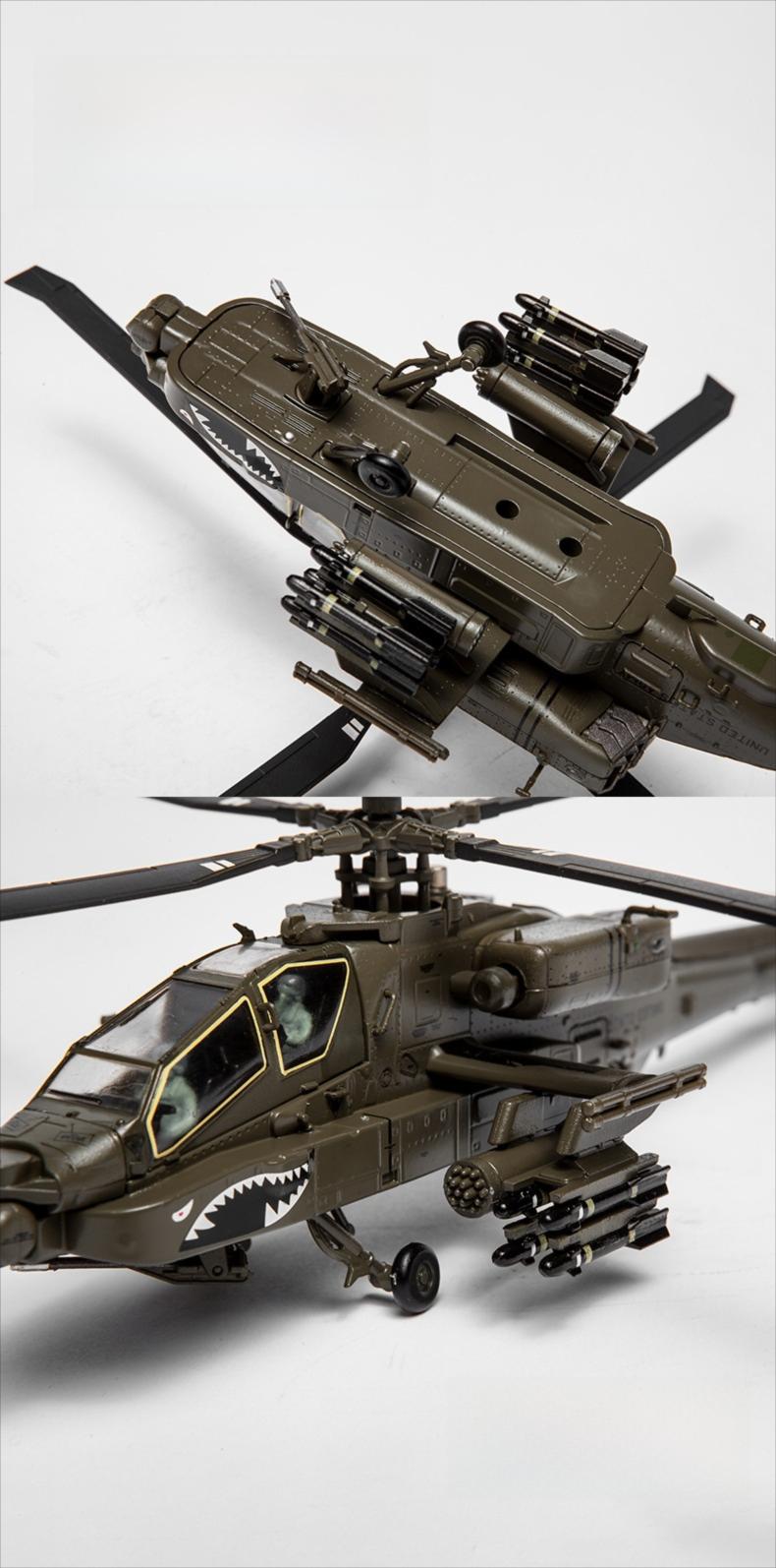 Helicóptero de ataque AH-64 Apache 1:72 – Aleación fundida a presión de precisión – 23,1 cm