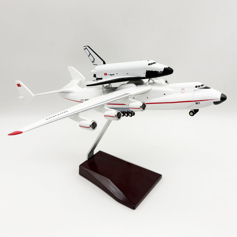 Antonov An-225 Mriya Soviet Version with Buran Space Shuttle Airplane Model — 1:280 Scale | 30cm / 11.8"