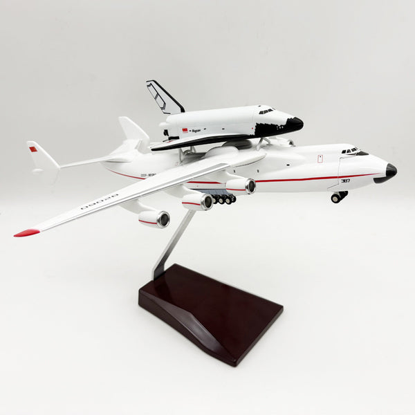 Antonov An-225 Mriya Soviet Version with Buran Space Shuttle Airplane Model — 1:280 Scale | 30cm / 11.8"