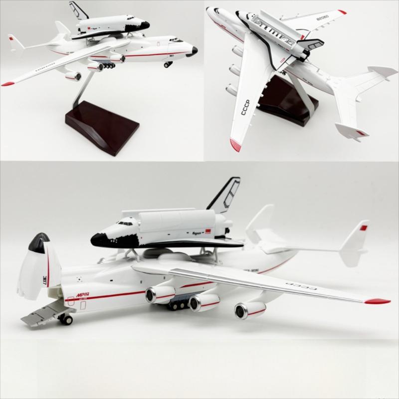 Antonov An-225 Mriya Soviet Version with Buran Space Shuttle Airplane Model — 1:280 Scale | 30cm / 11.8"
