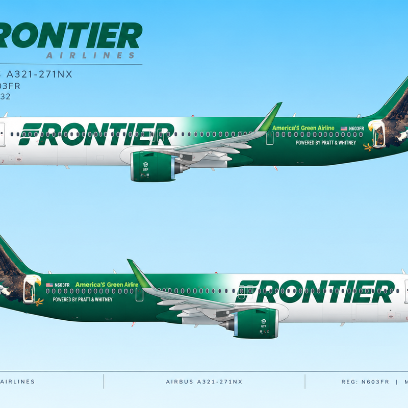 Frontier Airlines A321neo “Frederick the Bald Eagle” 1:100 – 44 cm / 17.3 in - Image 5