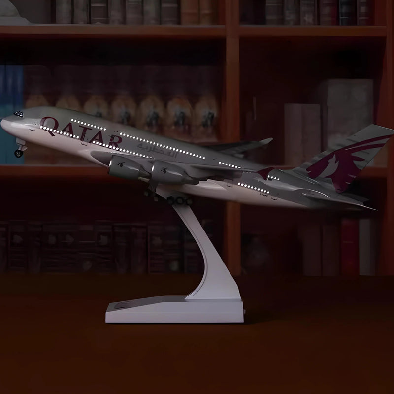 A380 Qatar- 30cm - 11.8in - LED & Sound - Airplane Model - Image 1