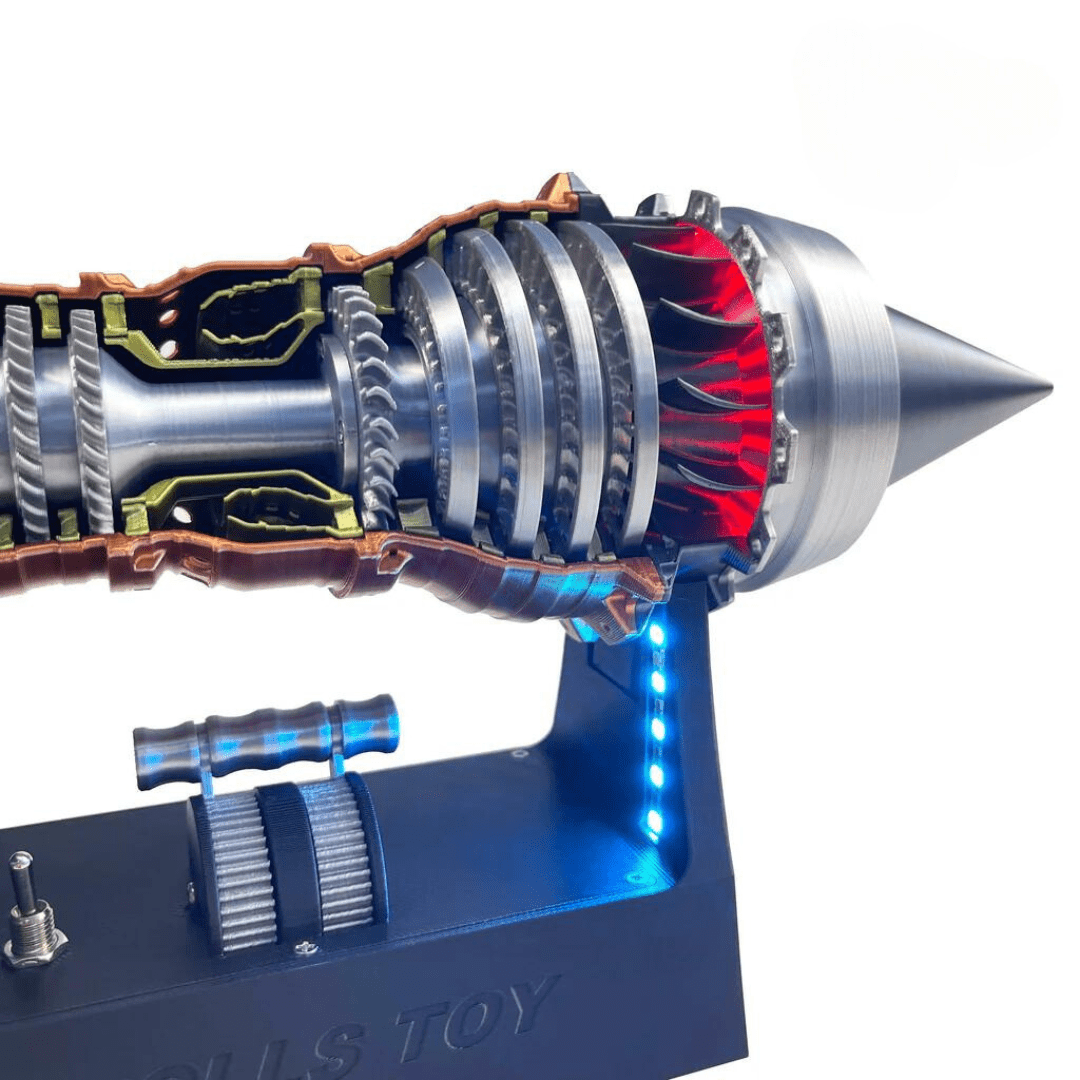 Modelo Interactivo de Motor Turbojet de Rolls-Royce con Luces LED