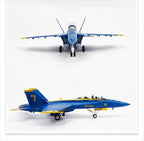 طائرة مقاتلة أمريكية من طراز Blue Angels F/A-18 Hornet بمقياس 1:72 - 25 سم / 9.8 بوصة - نموذج طائرة مقاتلة مصبوب ممتاز من سبائك الزنك والبلاستيك ABS