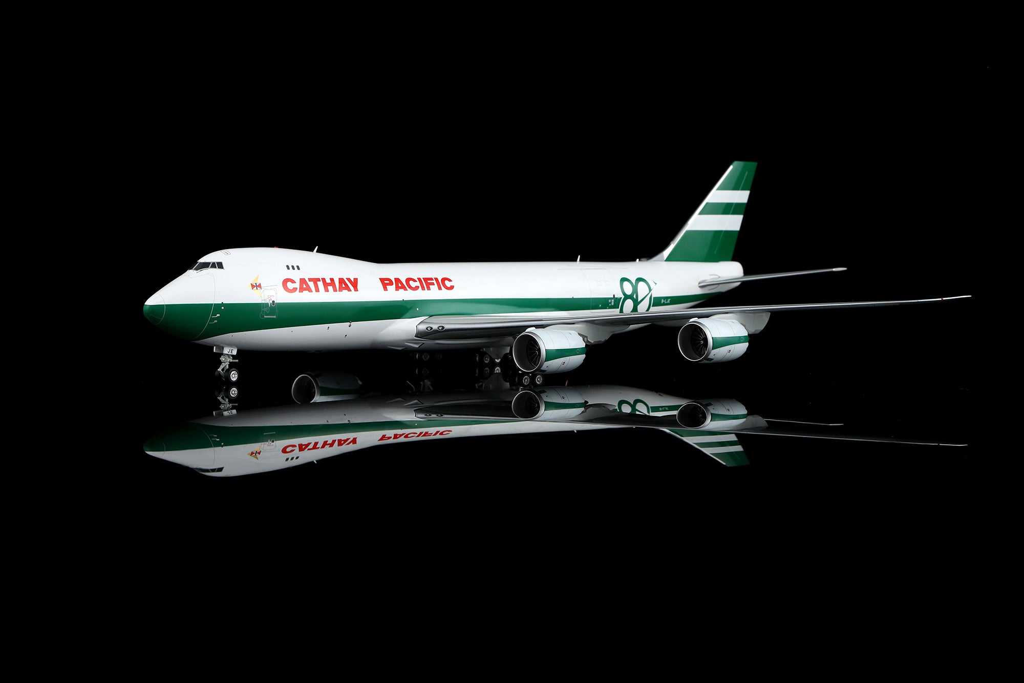 Cathay Pacific B747-8F "80th Anniversary Retro" B-LJE – Scale 1:200 Diecast Model – SQ wings L2337/L2337FD/L2337C