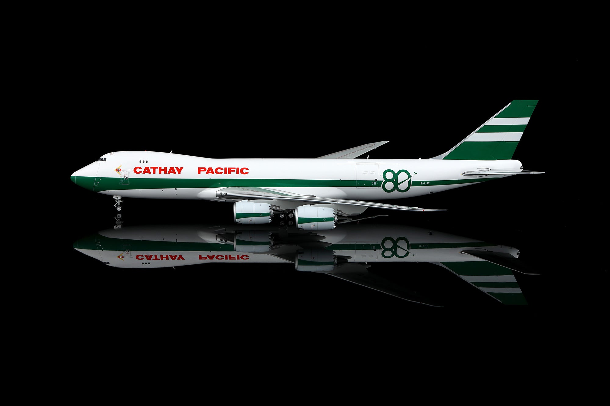Cathay Pacific B747-8F "80th Anniversary Retro" B-LJE – Scale 1:200 Diecast Model – SQ wings L2337/L2337FD/L2337C