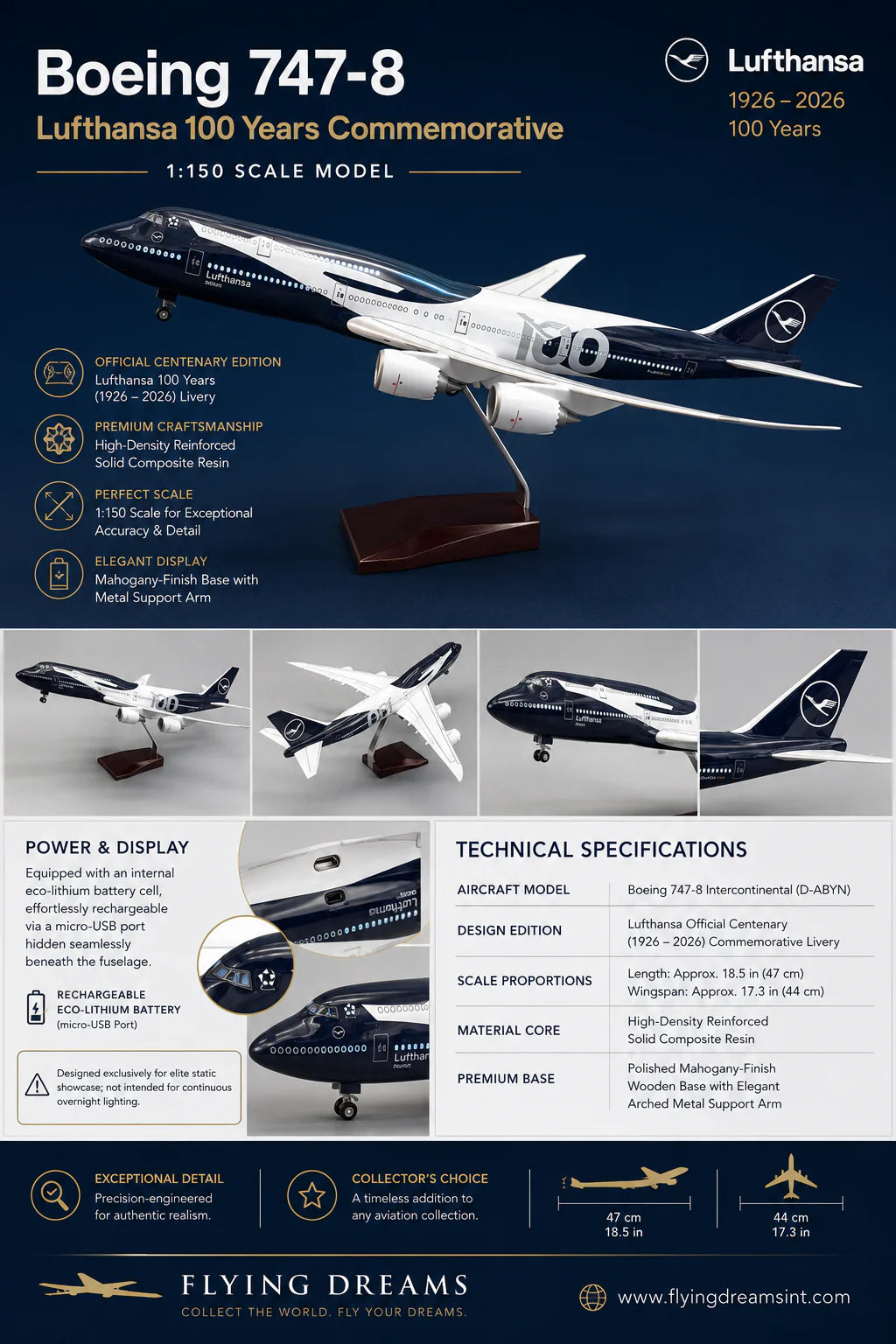Boeing 747-8 Lufthansa 100 Years Commemorative – 1:150 Scale Model - Gallery 9