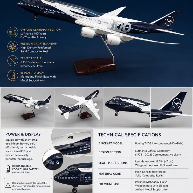 Boeing 747-8 Lufthansa 100 Years Commemorative – 1:150 Scale Model - Image 9
