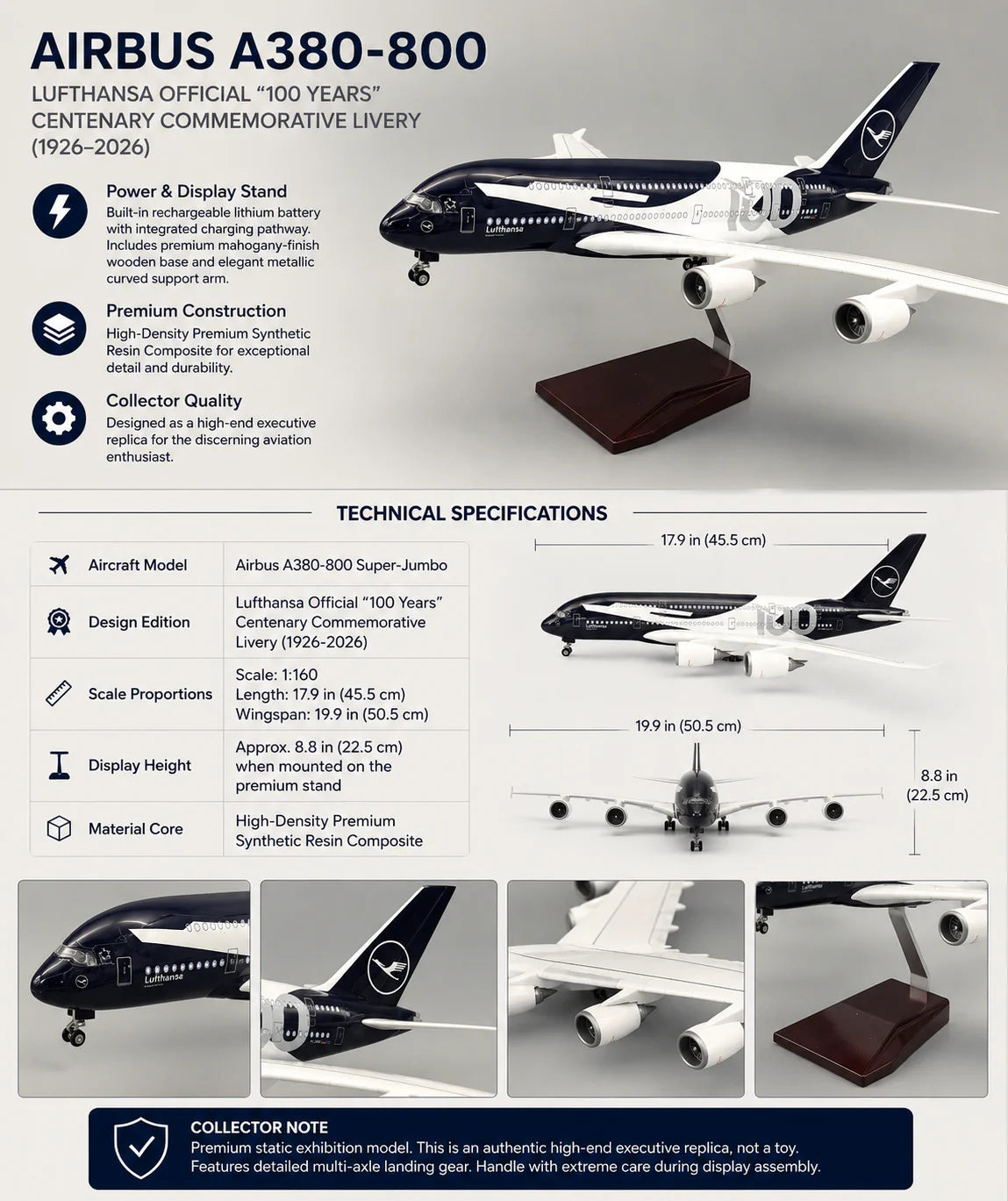 Airbus A380 Lufthansa 100 Years Commemorative – 1:160 Scale Model - Gallery 13