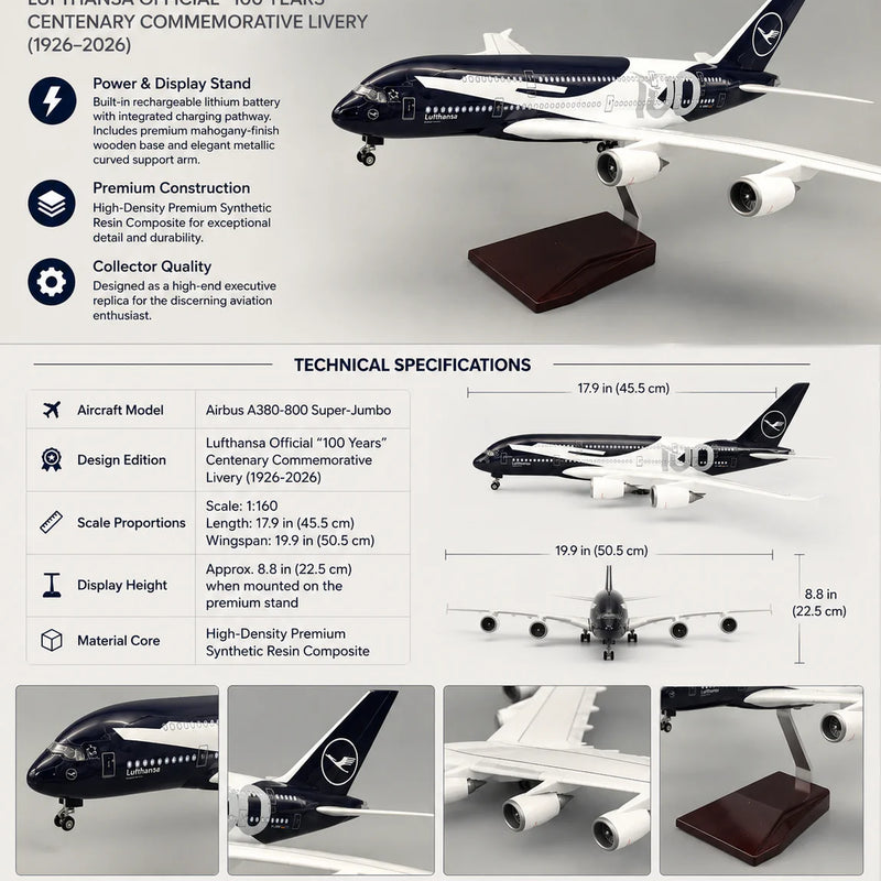 Airbus A380 Lufthansa 100 Years Commemorative – 1:160 Scale Model - Image 13