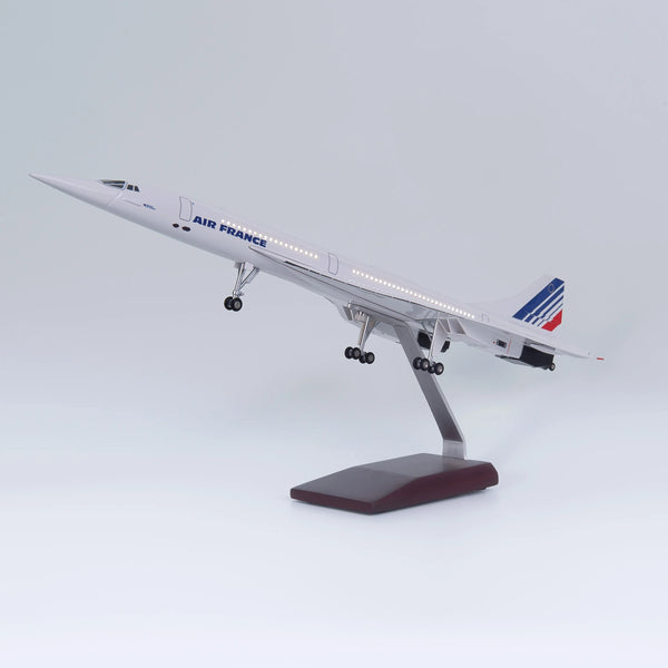 Concorde Air France – Modelo Ejecutivo Escala 1:125 – 50cm (19.68") – Edición LED Acústica y Resina de Alta Densidad