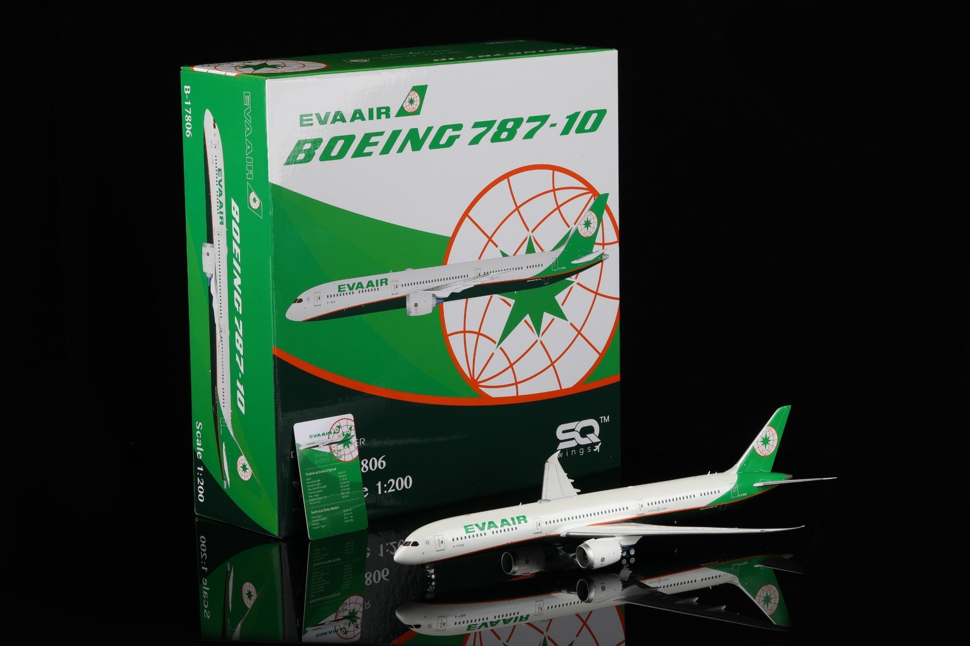 EVA Air Boeing 787-10 B-17806 – Scale 1:200 – SQ Wings – 34.1 cm