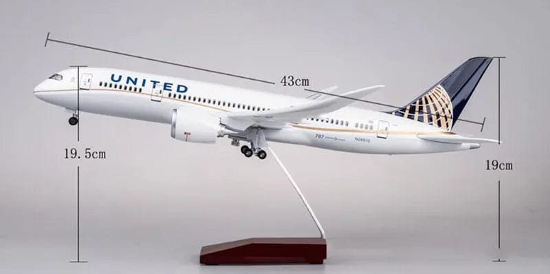 B787-9 United - Escala 1/130 - 43cm - 16.9 in