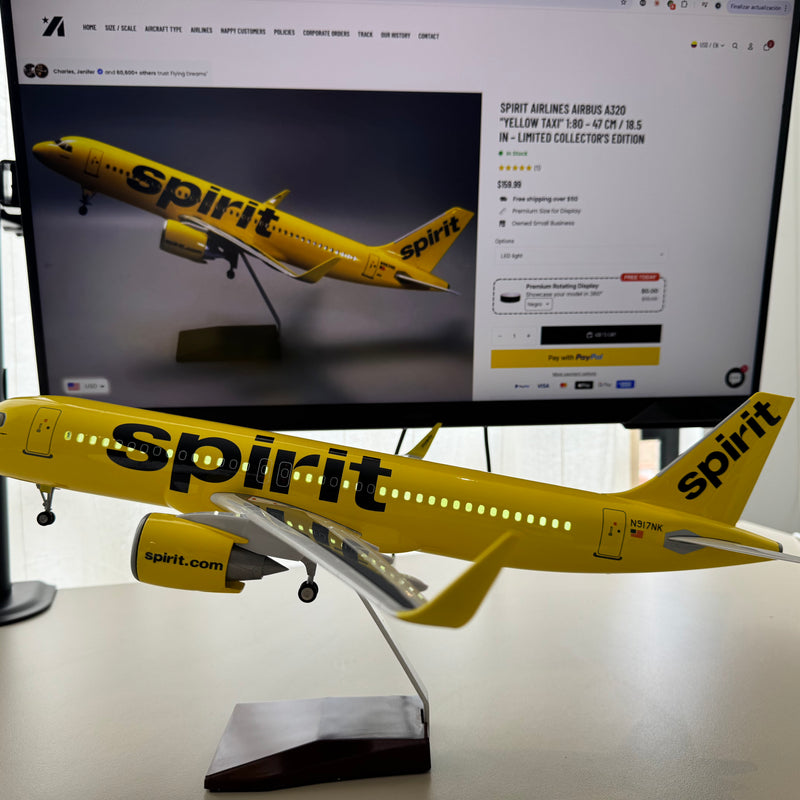 Spirit Airlines Airbus A320 "Yellow Taxi" 1:80 – 47 cm / 18.5 in – Limited Collector's Edition - Image 5