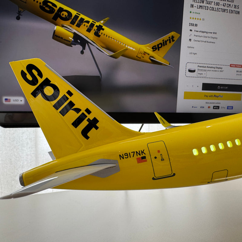 Spirit Airlines Airbus A320 "Yellow Taxi" 1:80 – 47 cm / 18.5 in – Limited Collector's Edition - Image 3