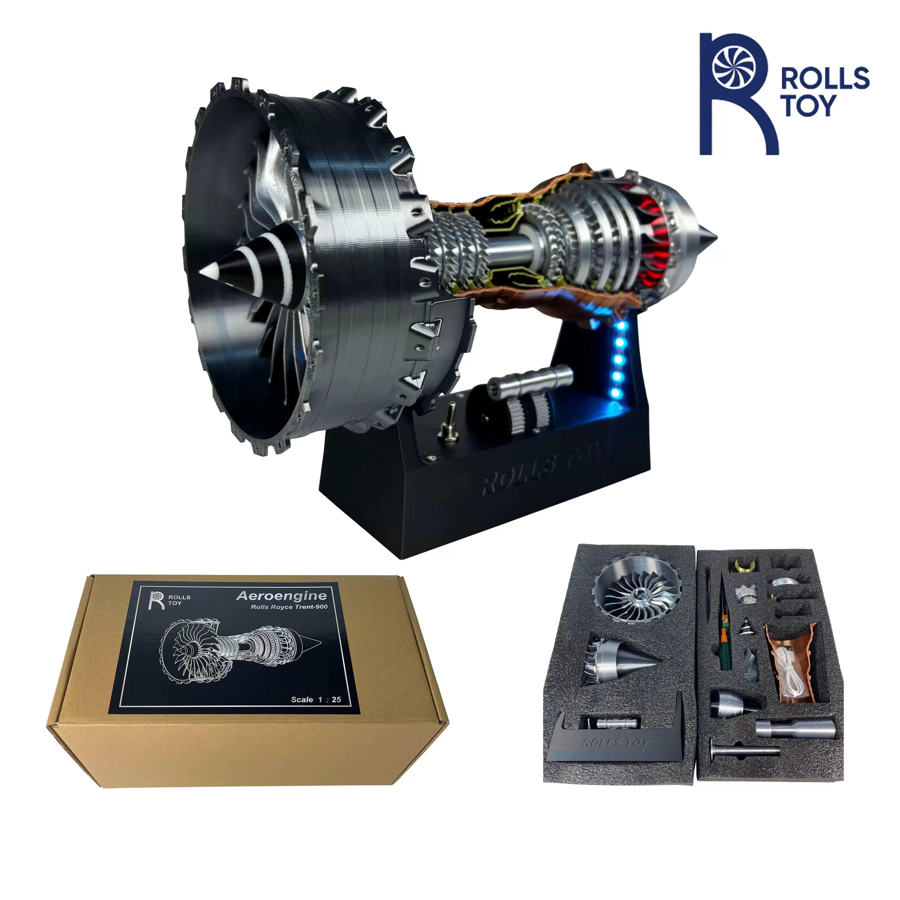 Interactive Rolls-Royce Aero Turbojet Engine Model with LED Lights