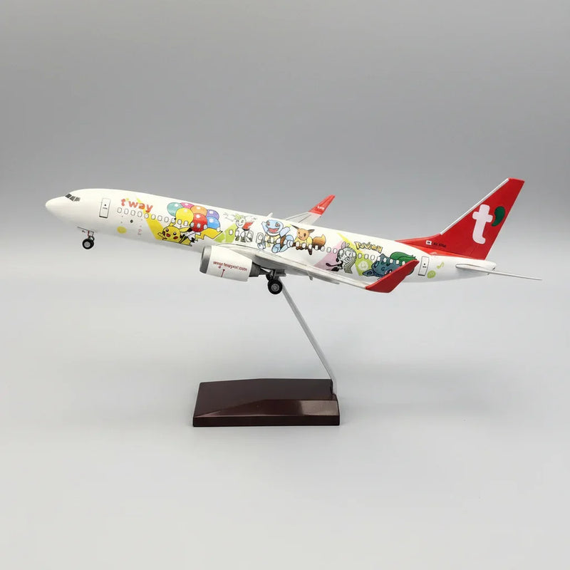 T'way Air Boeing 737-800 "Pokémon Jet TW" – 37 cm / 14.6 in – Voice-Activated LED Display Model - Image 1