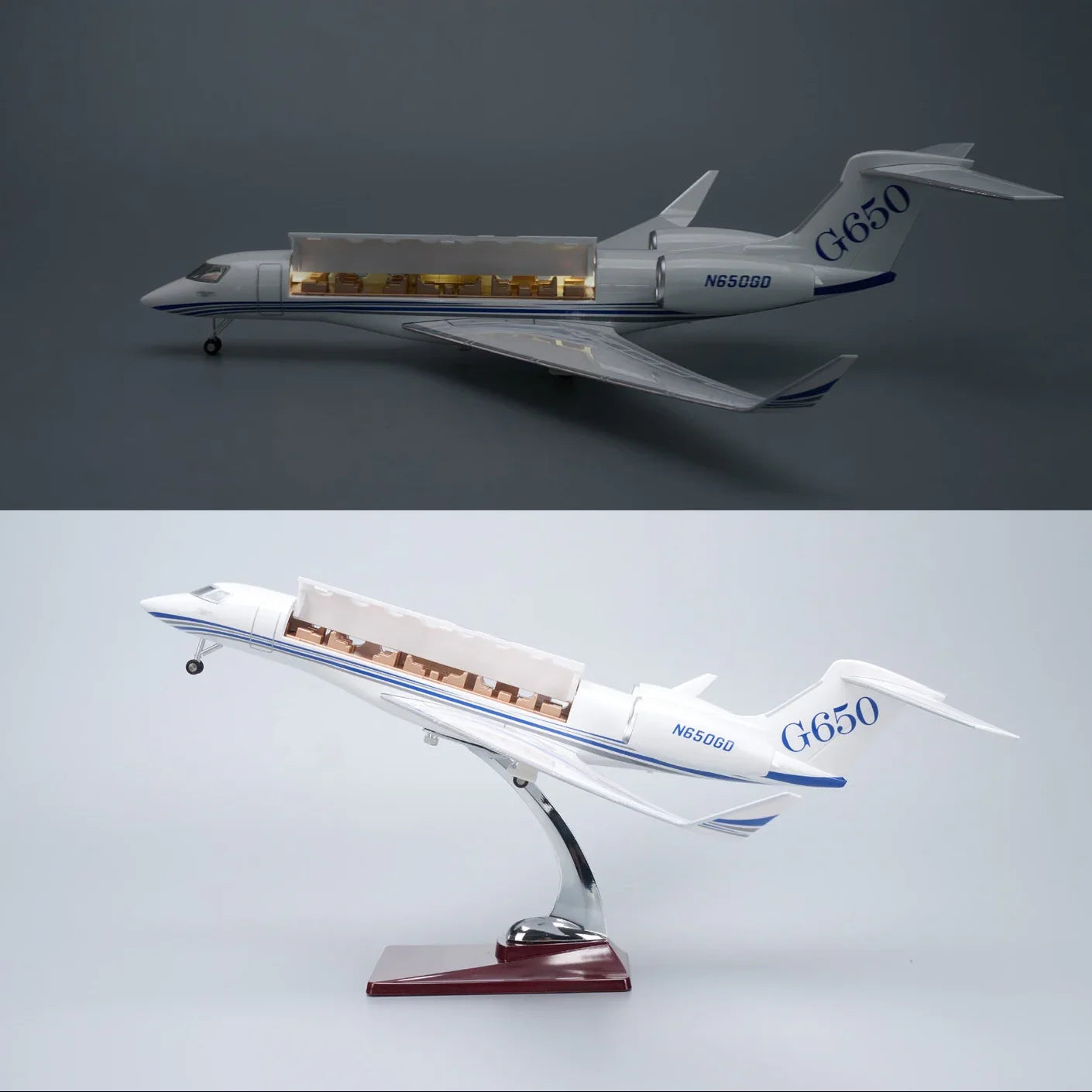 Gulfstream G650ER Jet Model – 1:50 Scale (45cm / 17.7in) – LED Architectural Cutaway - Gallery 5