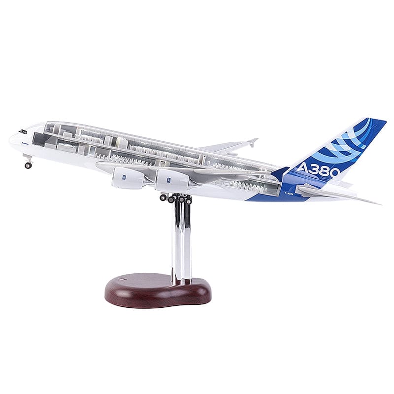 Modelo de avión en perspectiva A380 Luces LED internas - 47 cm - 18,5 pulgadas