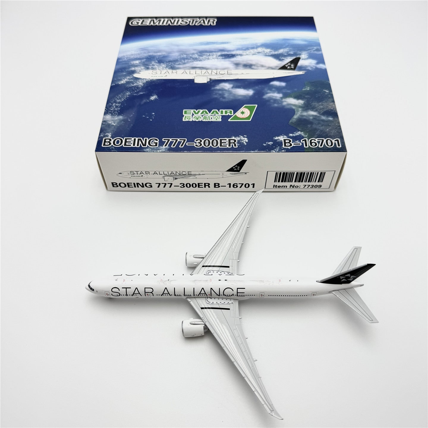 EVA Air Boeing 777-300ER B-16715 / B-16701  Scale 1:400  Geministar Models  18.46 cm