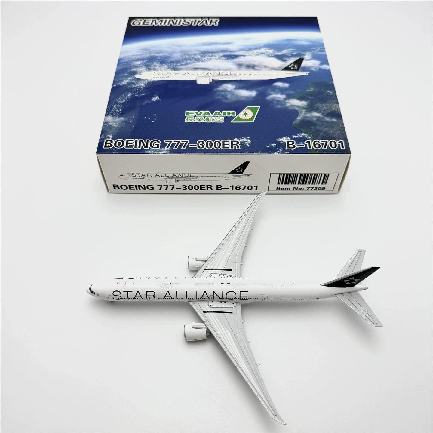 EVA Air Boeing 777-300ER B-16715 / B-16701  Scale 1:400  Geministar Models  18.46 cm