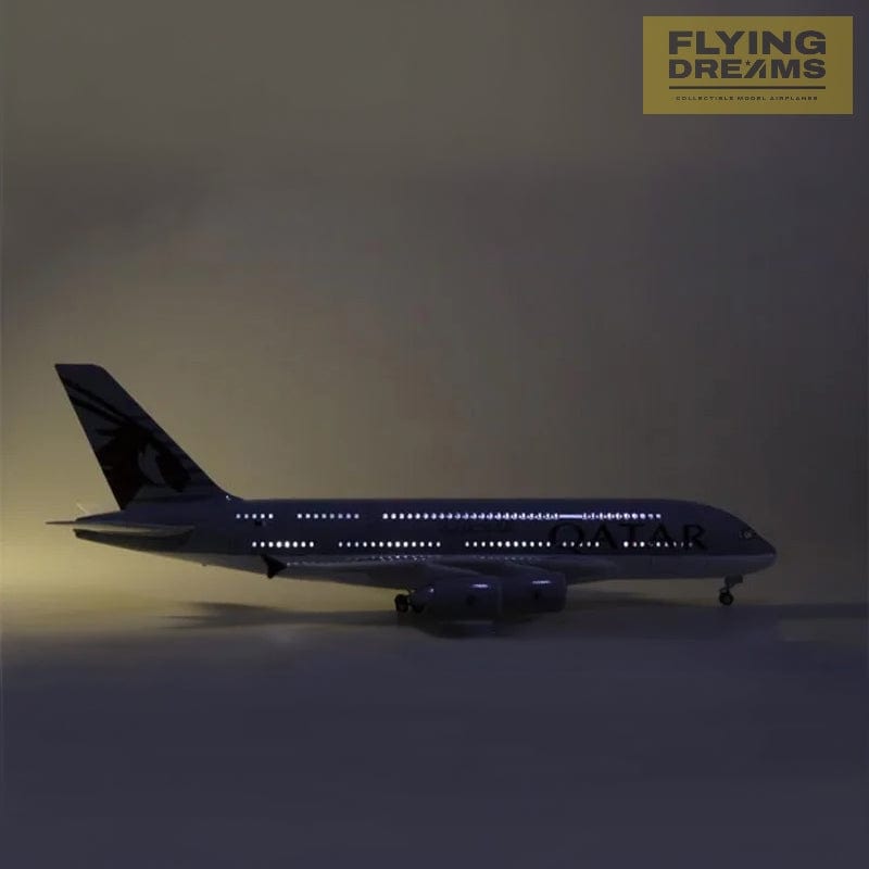 Maqueta de avión A380 de Qatar Airways - Escala 1/160 - 47 cm - 18,5 pulgadas