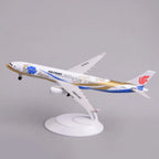 Air China A330 Zichen model on its display stand, side view with blue and gold livery