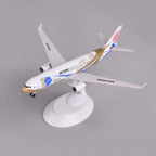Air China A330 Zichen model plane on its display stand, front three-quarter view of the nose and gold swoosh
