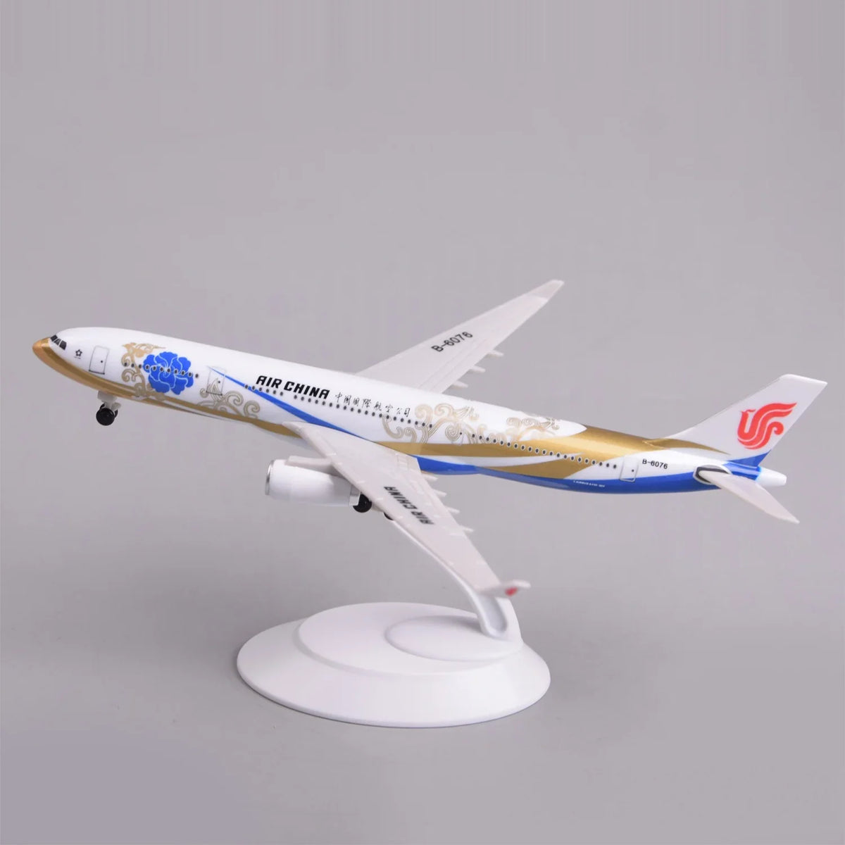 Air China A330 Zichen livery model on its display stand, side view