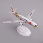 Air China A330 Zijin model on its display stand, high view showing the wings and tail