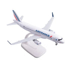 Air France Airbus A320 scale model, 8-inch resin airliner on white display stand, front three-quarter view on white background