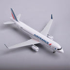 Air France A320 airliner model, high front view showing the wings and engines