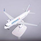 Air France A320 resin model on its display stand, high view showing the wings and tail