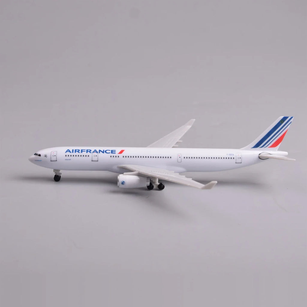 Side profile of the Air France A330 model with landing gear down and tricolor tail