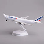 Air France Cargo 747 model, Opening Nose Cargo Door version, on its display stand