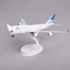 ASL Airlines 747 model plane on a display stand, front three-quarter view