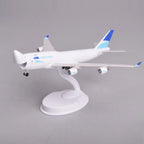 ASL Airlines 747 model, Opening Nose Cargo Door version, on its display stand