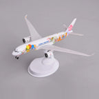 Front three-quarter view of the China Airlines A350 special-livery model on its display stand