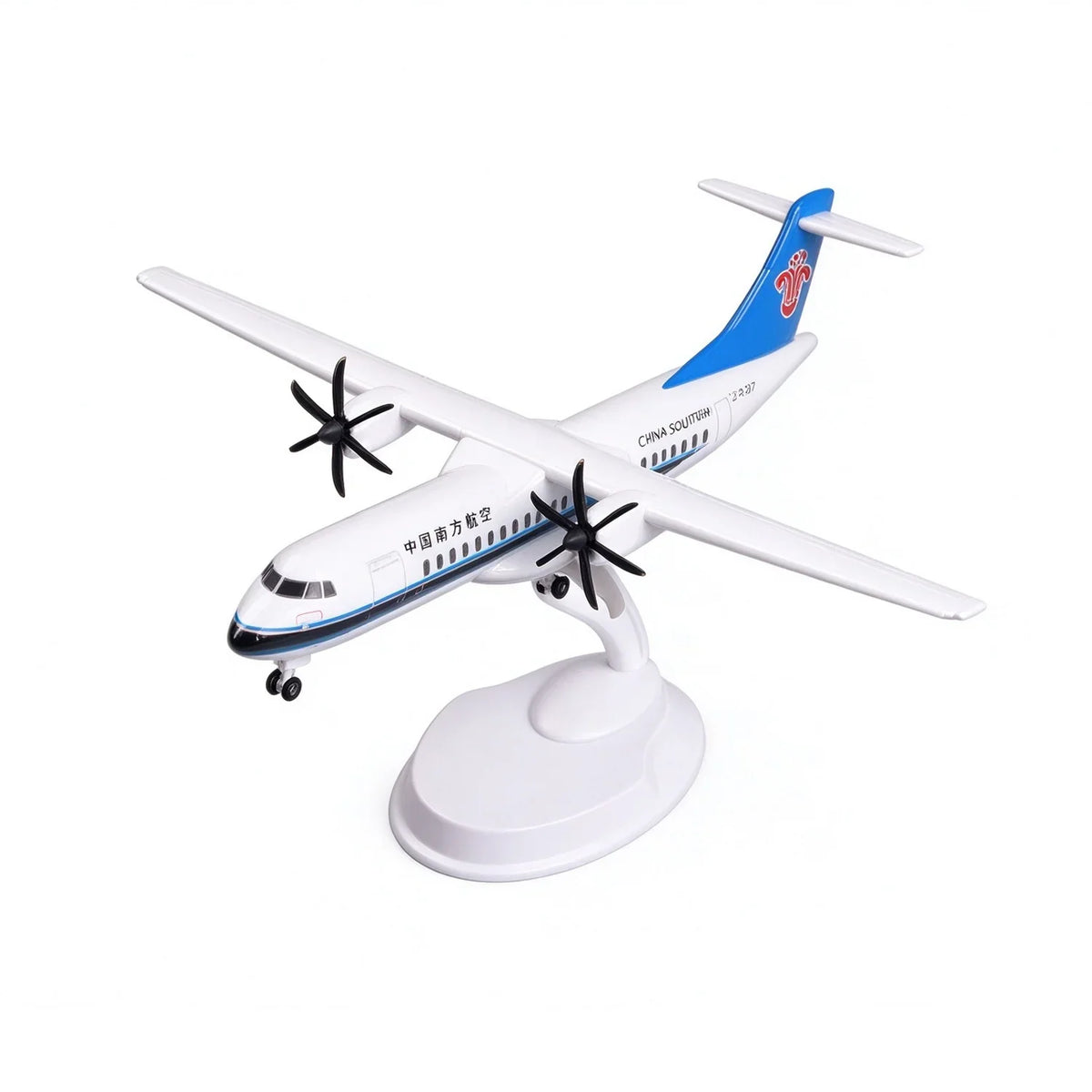 China Southern ATR 72-600 8-inch resin scale model on its white display stand, on white background