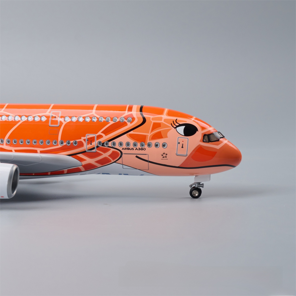 A380 ANA TORTUGA NARANJA - ESCALA 1/160 - 47 CM - 18,5 PULGADAS - MODELO DE AVIÓN