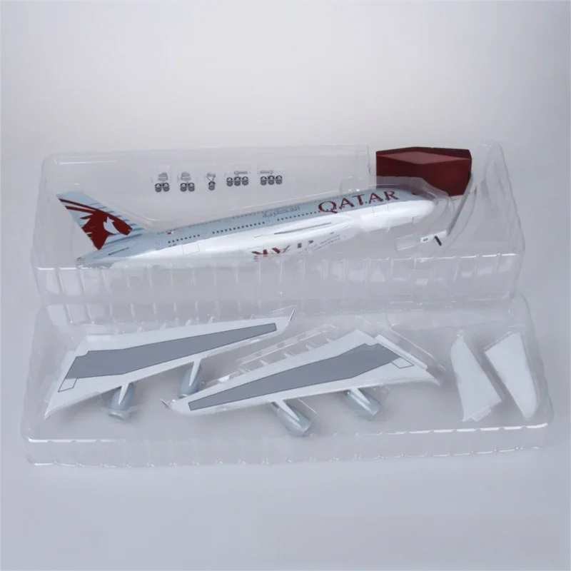 Maqueta de avión A380 de Qatar Airways - Escala 1/160 - 47 cm - 18,5 pulgadas