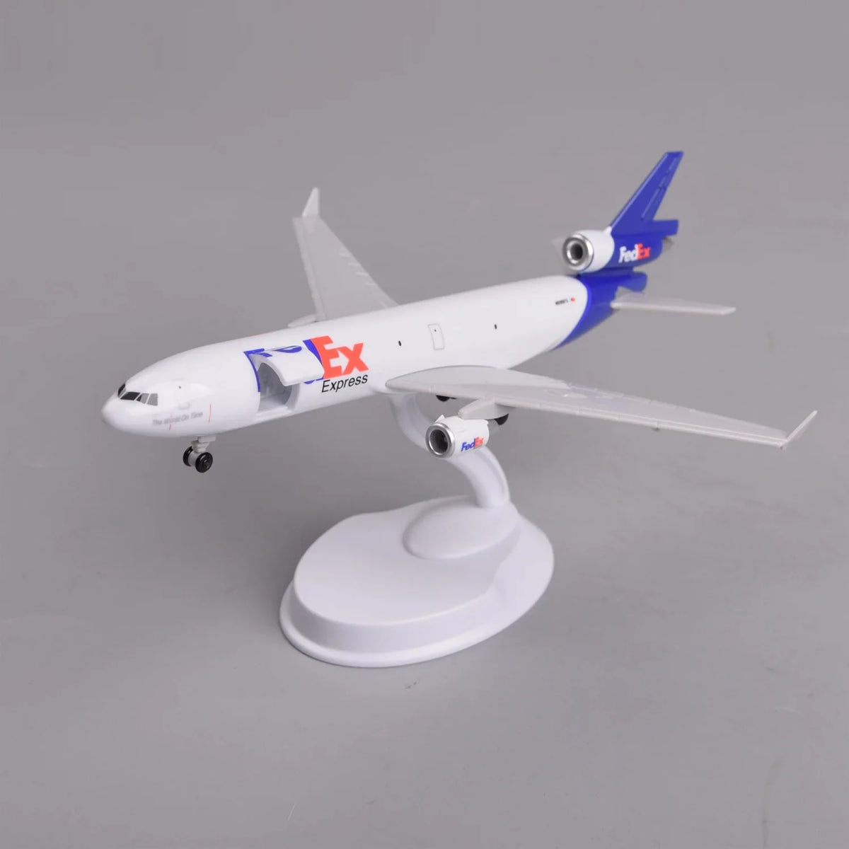 FedEx MD-11 model, Opening Cargo Door version, with the main-deck cargo door swung open