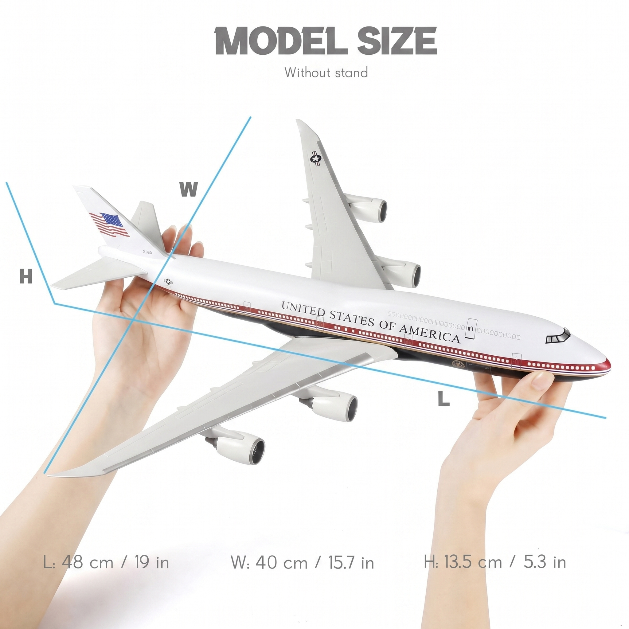 Air Force One Boeing 747-8 (VC-25B) 1:150 Scale Model Airplane – New Presidential Livery (47cm / 18.5")