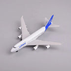 Lufthansa 747-400 model, high view showing the wings and four engines