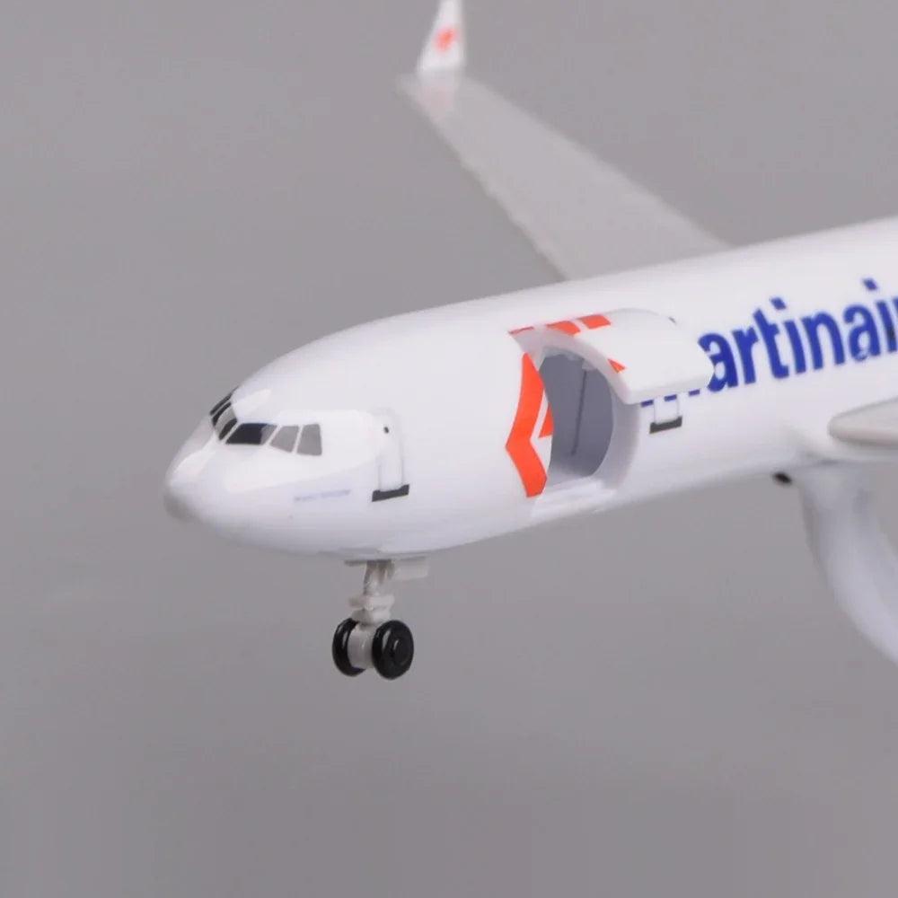 Close-up of the Martinair MD-11 model nose with the forward cargo door open