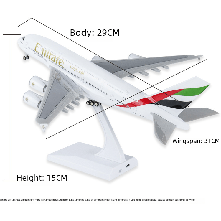 A380 Emirates - 30cm - 11.8in - LED & Sound - Airplane Model