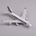 Singapore Airlines Cargo 747 freighter model, high view showing the wings and four engines